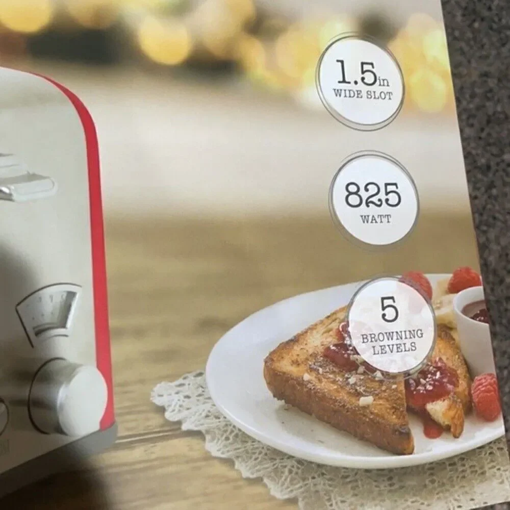 NWT New in Box Rae Dunn Joy Red Silver White 2 Slice Snowflake Toaster Christmas
